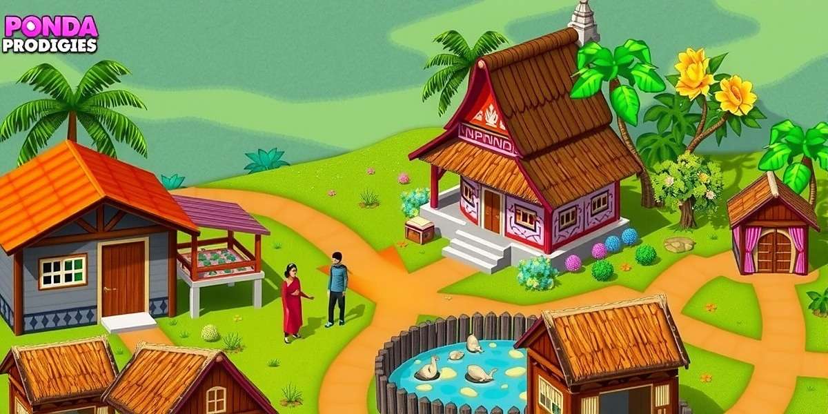 Ponda Prodigies Gameplay Screenshot Ponda Prodigies gameplay showing a village with traditional Goan houses, farms, and a temple